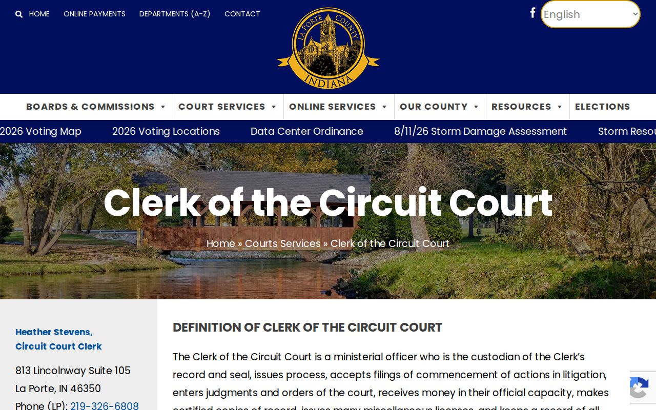LaPorte County Clerk page