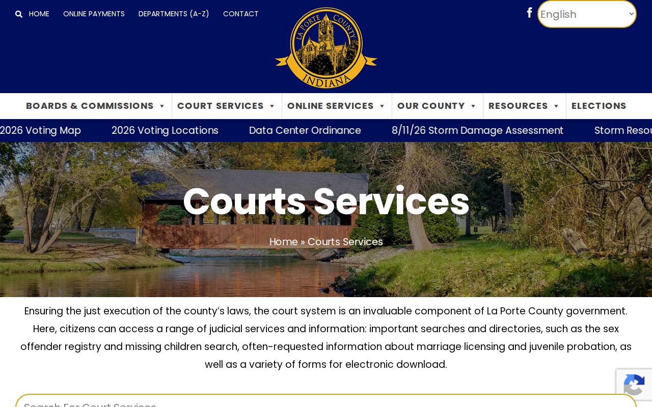 LaPorte County Court Services page