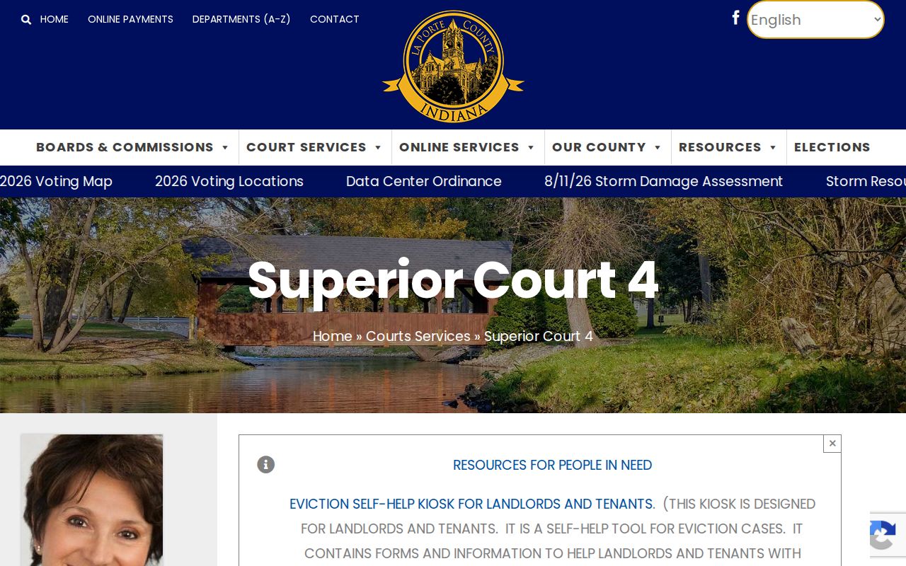 Official LaPorte Superior Court 4 criminal docket page